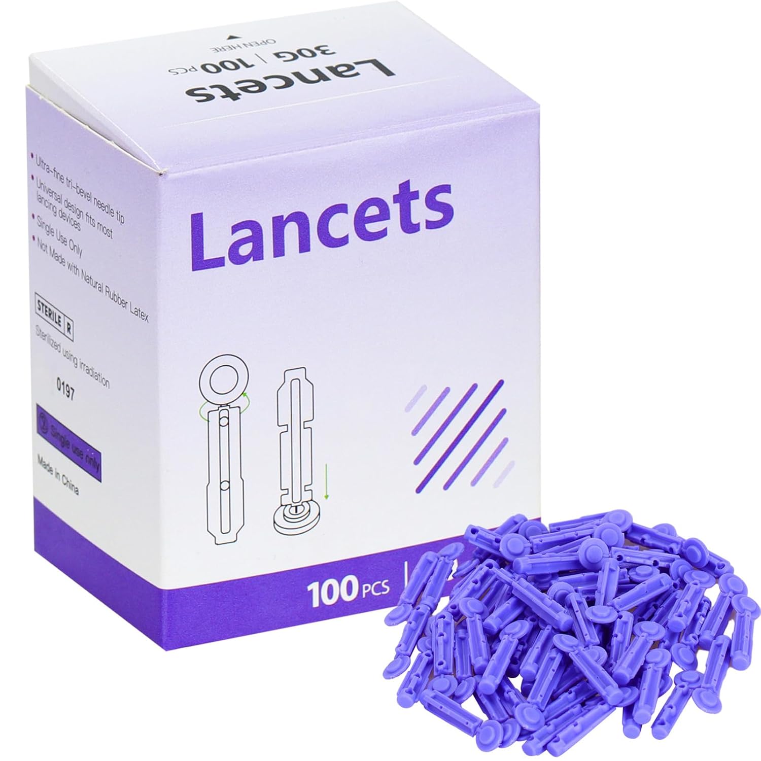Lancets for Blood Test 30 Gauge Blood Sugar Lancets 100 Count