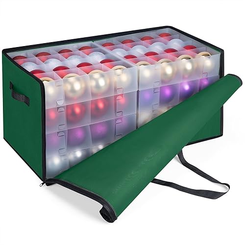 Miniatura 31 de BALEINE Caja de almacenamiento de adornos navideños con divisores, contenedor de almacenamiento de adornos navideños de alta calidad para Gris