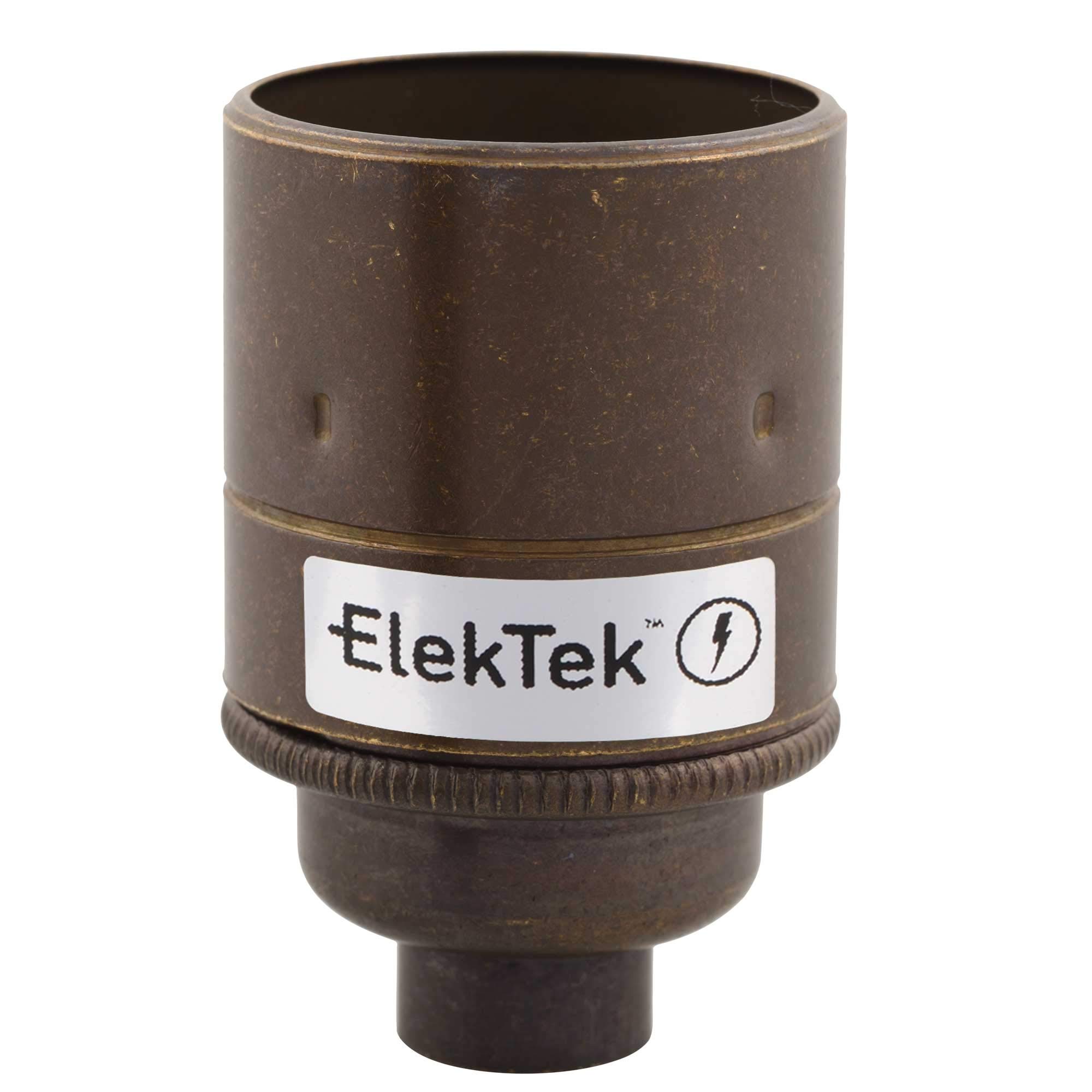 Elektek Men's Antique Brass Es E27 Lamp Bulb Holder Plain Skirt 10Mm Entry Ideal For Vintage Filat Bulbs