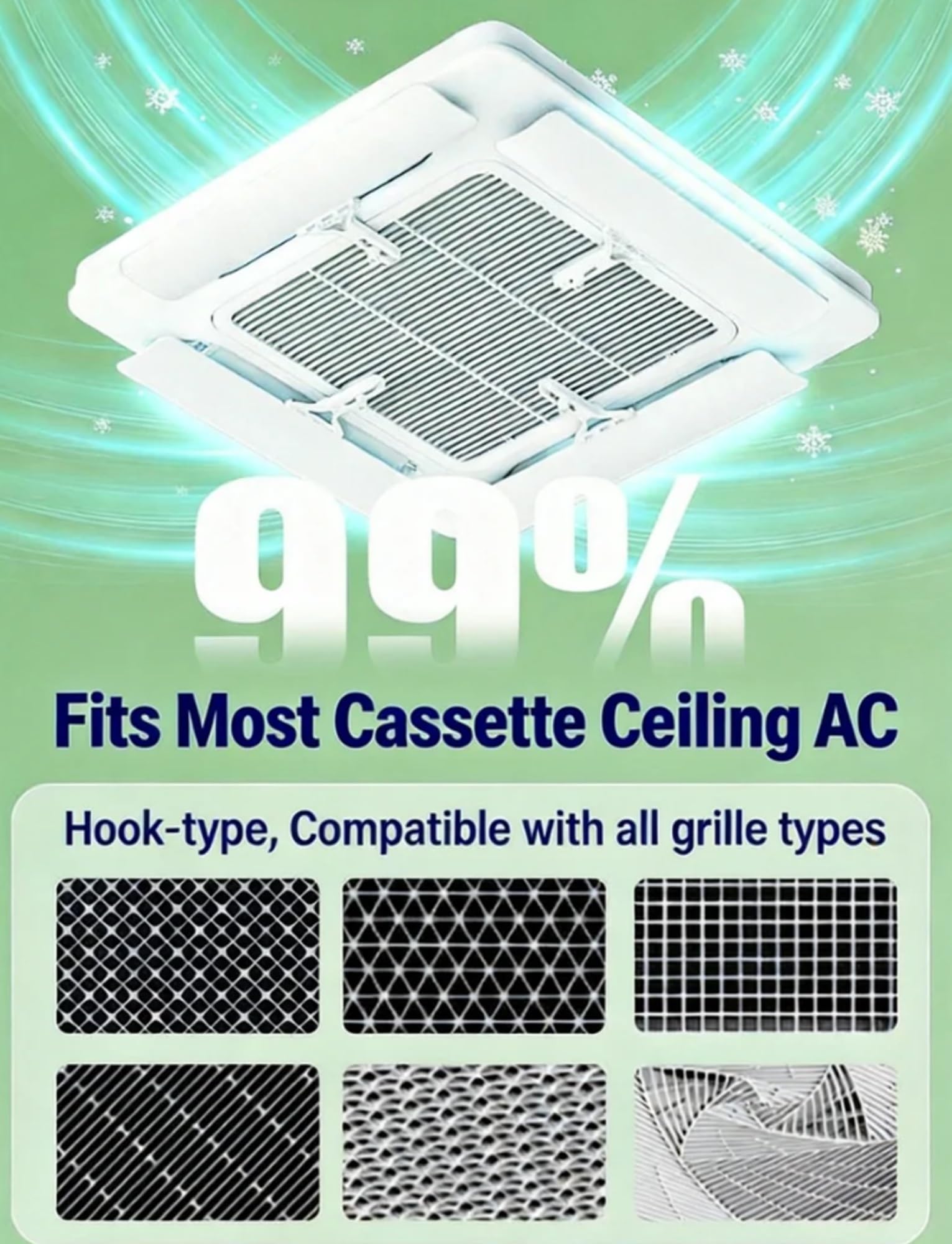 Deflettore del flusso d'aria per climatizzatore, Deflettore aria AC 11x56 cm 1/2/4 pezzi regolabile a 180 gradi | 4-pack 11x56cm