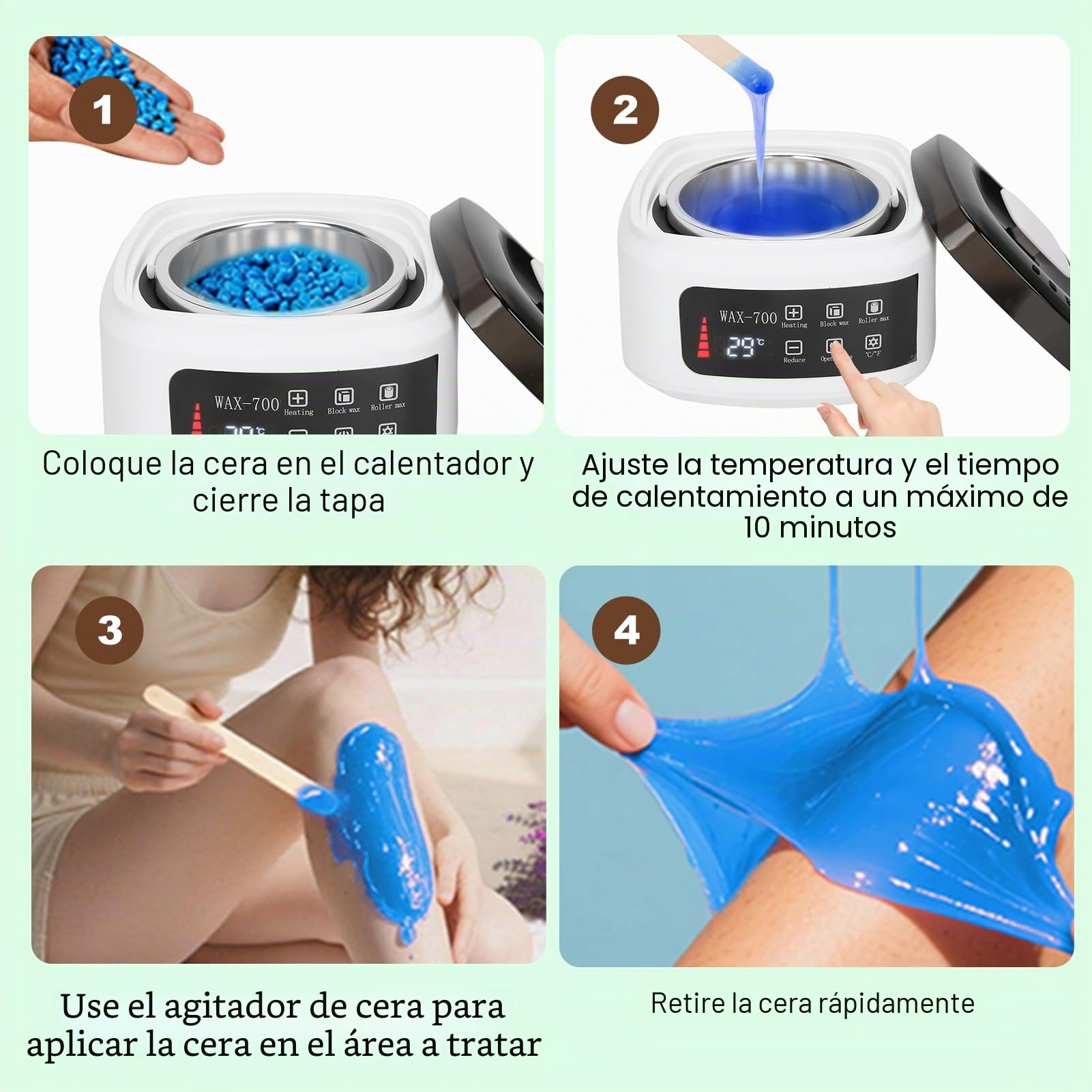 Calentador de Cera 500ml, Maquina de Cera Caliente, Profesional Control Automático de Temperatura, Máquina de Fusión de Cera, Calentador de Cera Para Depilación(EU)