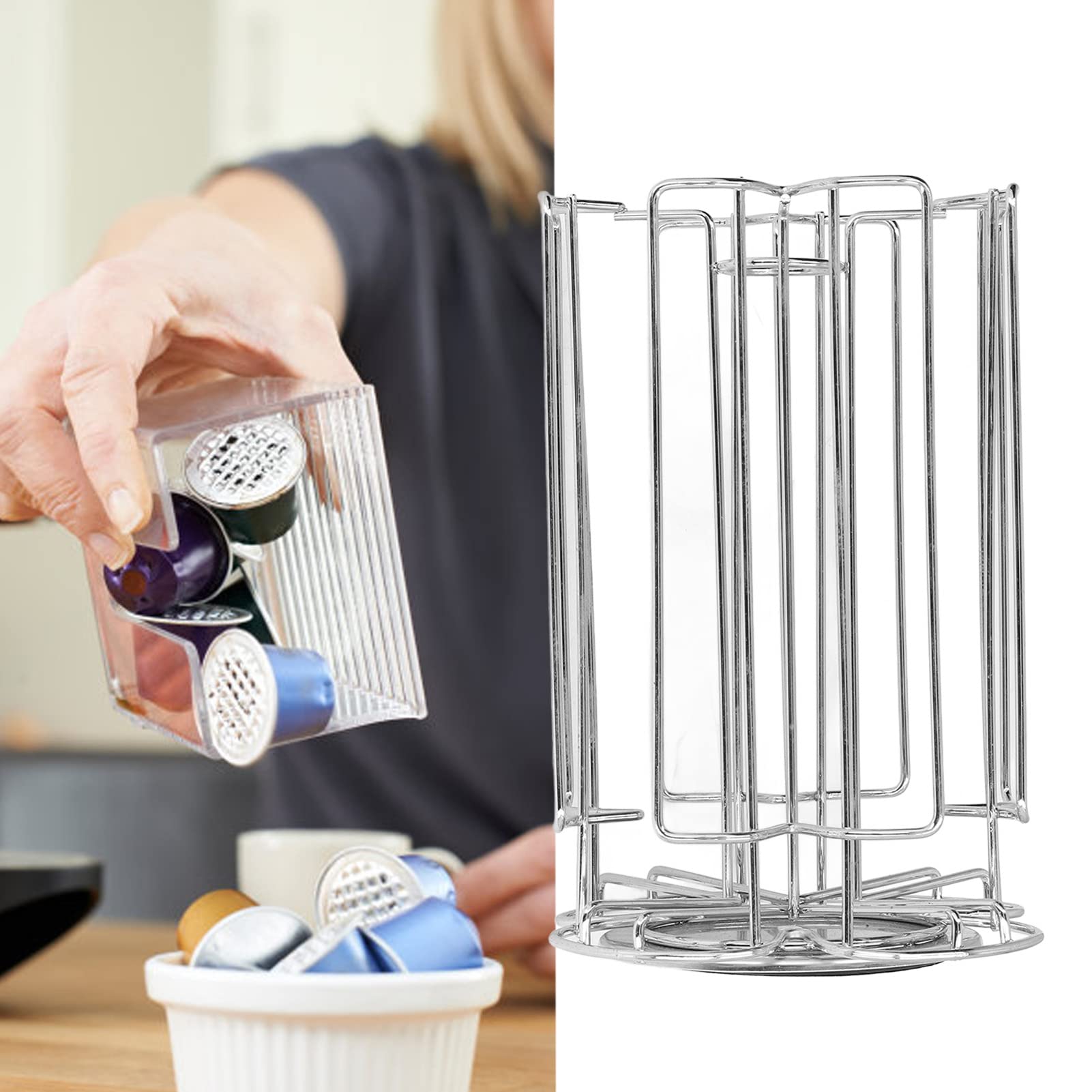 Support Mural Pour Dosettes De Café En Acier Inoxydable - 24 Capsules - Installation Verticale Ou Horizontale