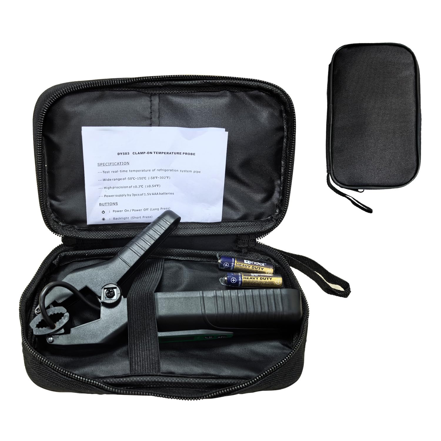 Clamp On Wireless Temperature Probe – High Accuracy Pipe Thermometer Meter for HVAC, Refrigeration & AC Systems, Range -58°F to 302°F, Battery-Powered, Easy-Read Display with Backlight