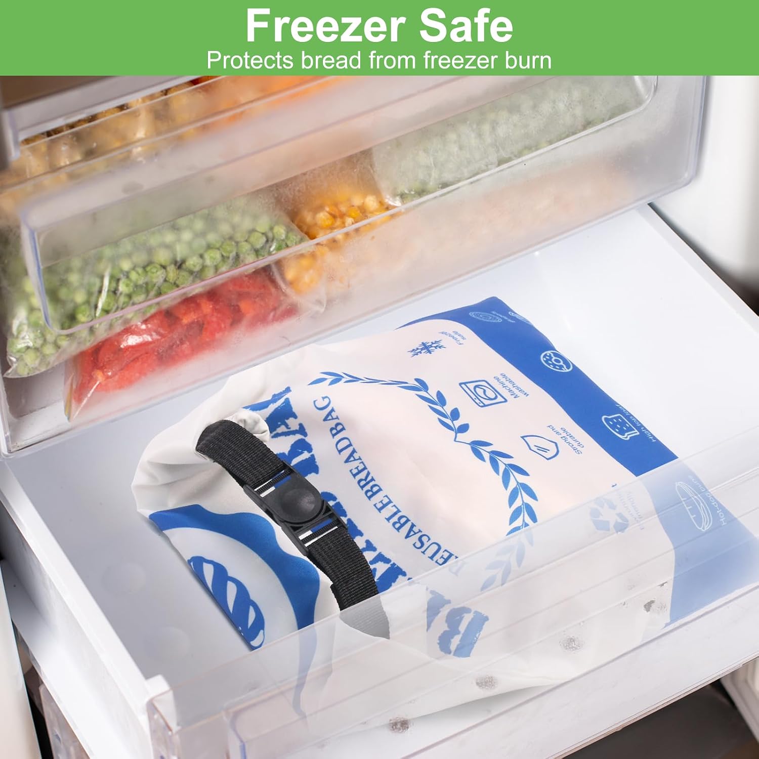 SumDirect Bread Bags for Homemade Breads- 2 Pack Blue Reusable Zipper Bread Bags for Sourdough, Large Freezer Safe Food Storage Bag to Keep Loaf Fresh (Blue, 2 Pack)