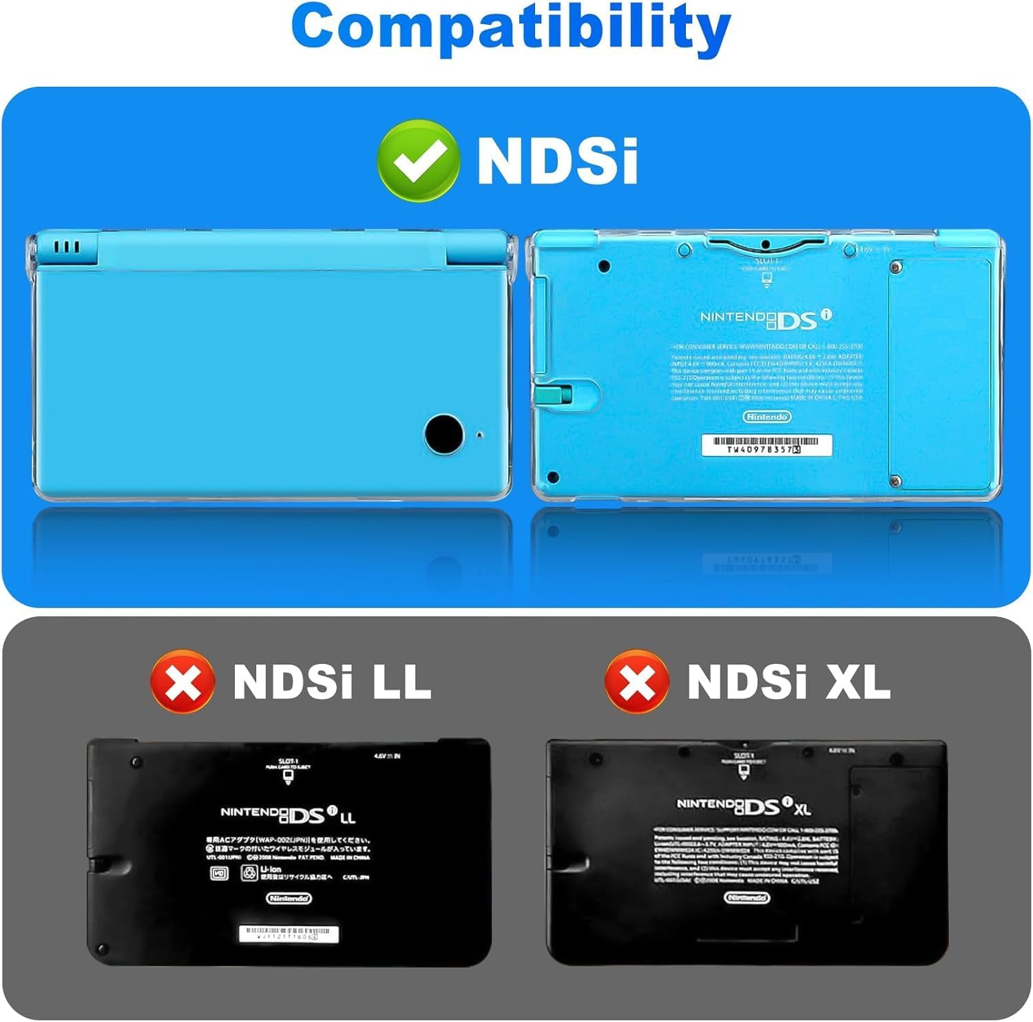 VSEER Crystal Clear Hard Shell Protective Case Cover for Nintendo DSi NDSi, Transparent (Not for Nintendo DSL or DSi XL) - Image 6