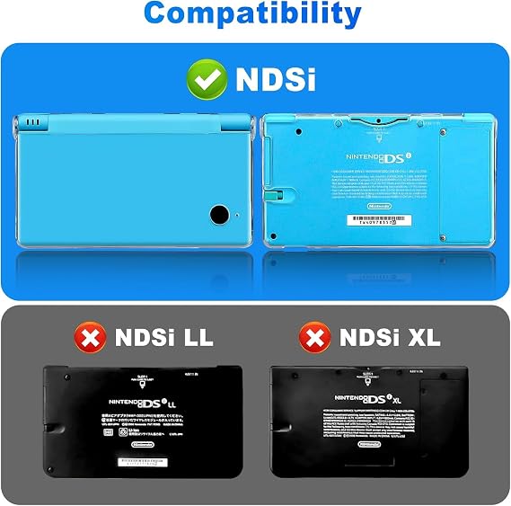 VSEER Crystal Clear Hard Shell Protective Case Cover for Nintendo DSi NDSi, Transparent, Snap-On Design, Slim Profile (Not for Nintendo DSL or DSi XL)
