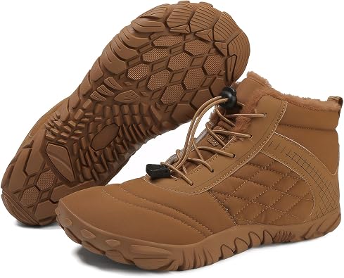 Winter Barefoot Shoes Snow Boots for Women & Men Warm Fur Lined Hike Barefoot Footwear Lightweight Water-Resistant Ankle Boots
