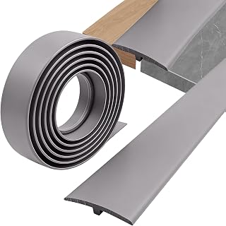 Übergangsprofil, T Profil Übergangsleiste Selbstklebend, Übergangsprofil Selbstklebend,Übergangsleiste Boden,Türschwellen Leiste PVC Flache Spaltabdeckung für Türschwellen (Gray, 5cm x 3m)