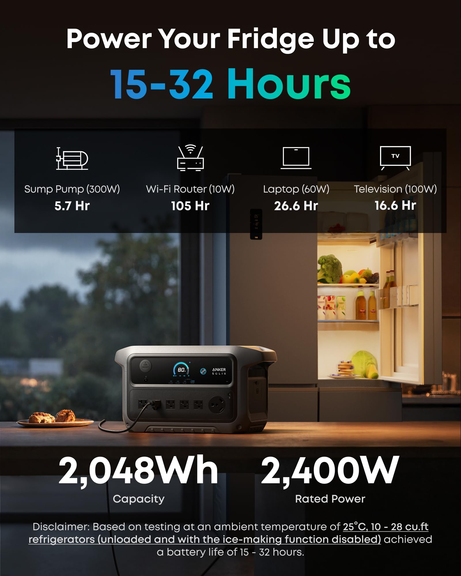 Anker Anker SOLIX C2000 Gen 2 Portable Power Station, 2,400W (Peak 4,000W) Solar Generator, Full Charge in 58 Min, 2048wh LiFePO4 Battery for Home Backup, Power Outages, and Camping (Optional Solar Panel) in use