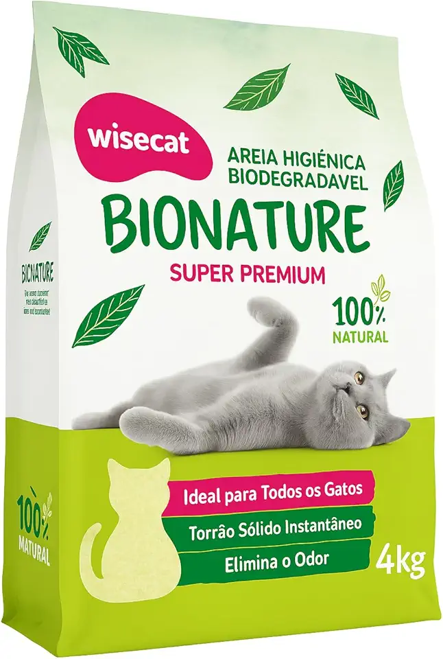 Bionature Areia Higiênica para Gatos Biodegradável Wisecat 4kg