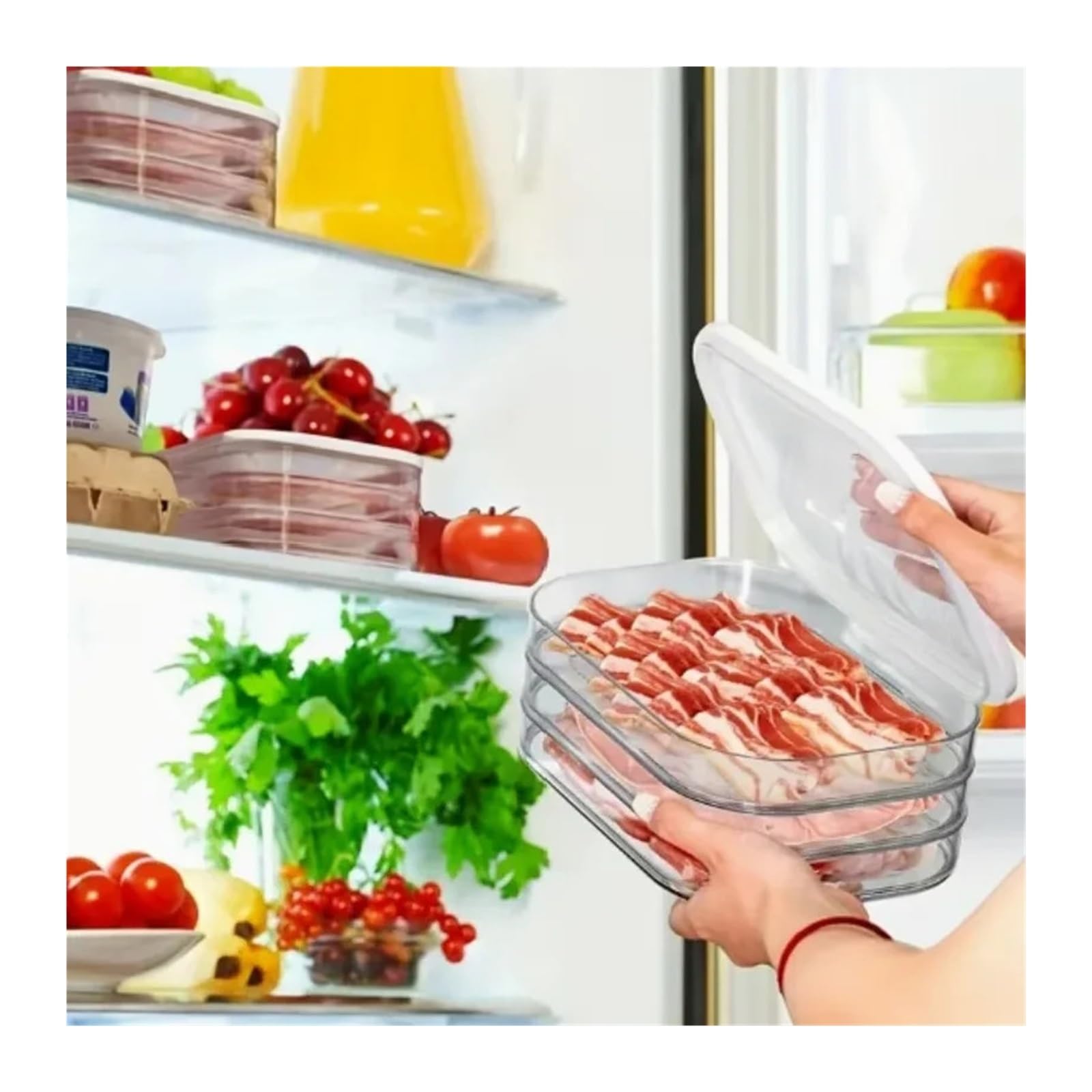Scatola for la conservazione degli alimenti impilabile, con coperchio