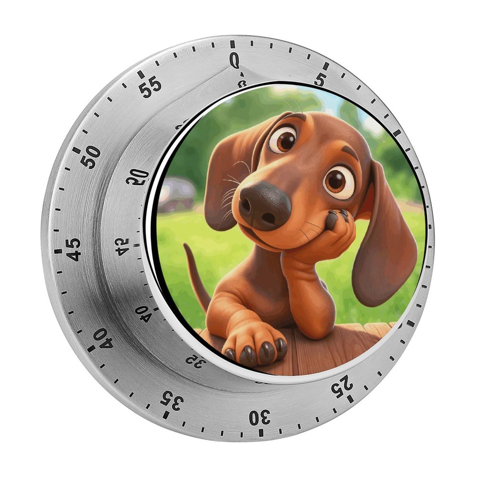 Playful Dachshund Kitchen Timer for Cooking Chef Cooking Magnetic Timer Loud Alarm Mechanical Desk Stainless Countdown Reminder