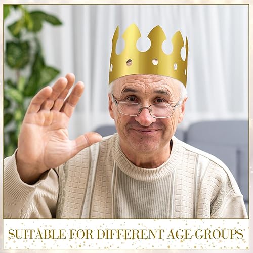 Miniatura 6 de Crtiin 200 coronas de papel doradas a granel King Gold Party Crown Princess Coronas Sombreros para fiesta de cumpleaños Celebración Suministros