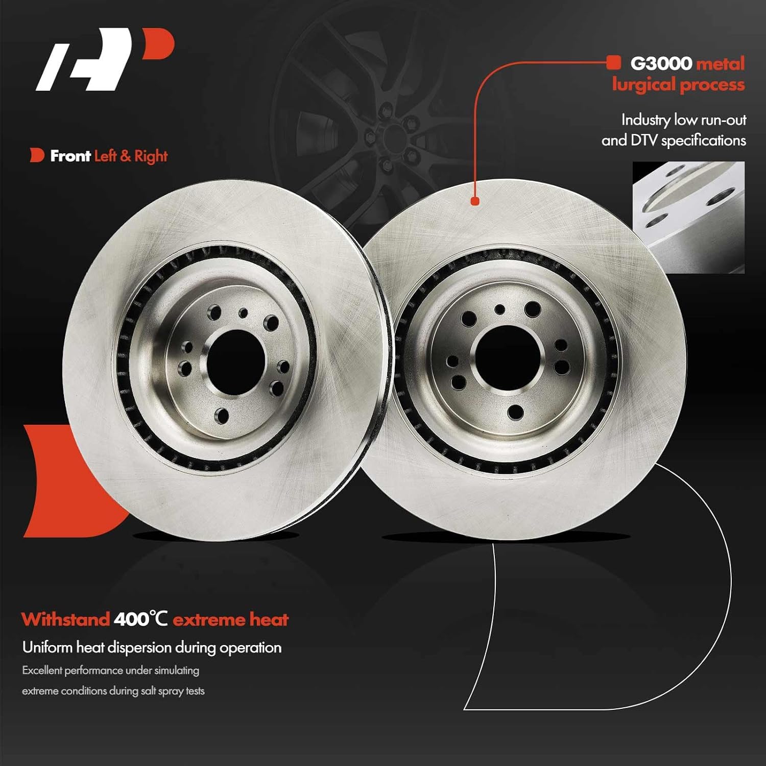 A-Premium 13.78 inch (350 mm) Front Vented Disc Brake Rotors + Ceramic Pads Kit Compatible with Select Mercedes-Benz Models - GL350 2013-2016, GL450 2014, GLS450 2017-2019, ML350 2012-2015, ML400 2015