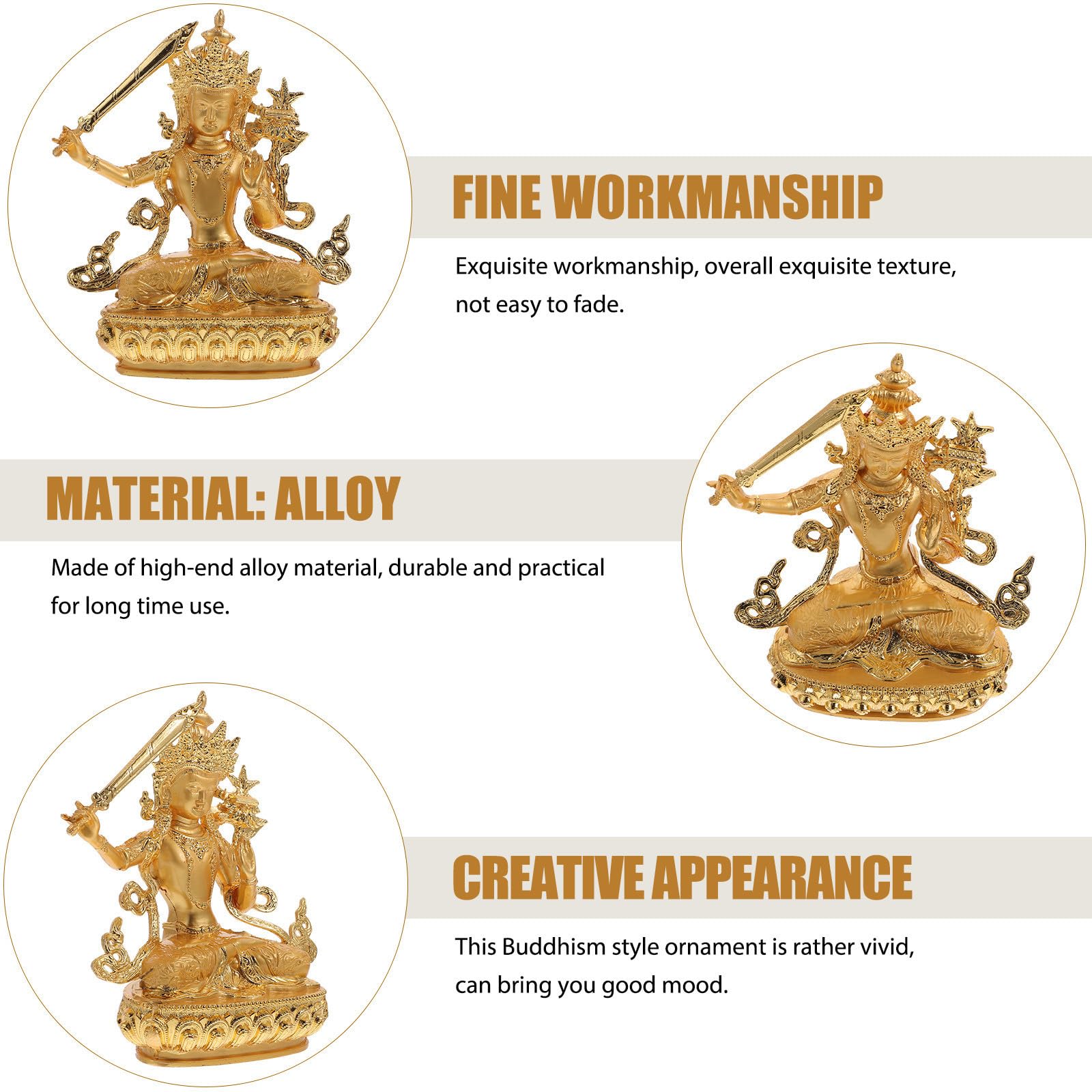 Hemobllo Buda para Decoración de Escritorio y Hogar Estatua Fácil de Transportar y Almacenar de Aleación Dorada Estilo Budista y Meditación