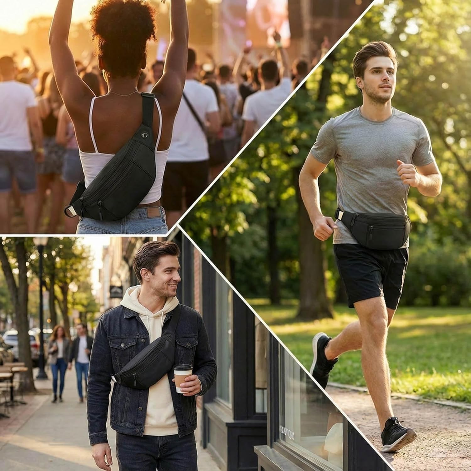 10 Pack Bulk Crossbody Fanny Packs, Black Plain Waist Bags for DIY HTV Vinyl, Large Capacity Oxford Sling Bag with Adjustable Strap, Waterproof Hip Belt Bag for Team Gifts & Travel (10) - Image 2