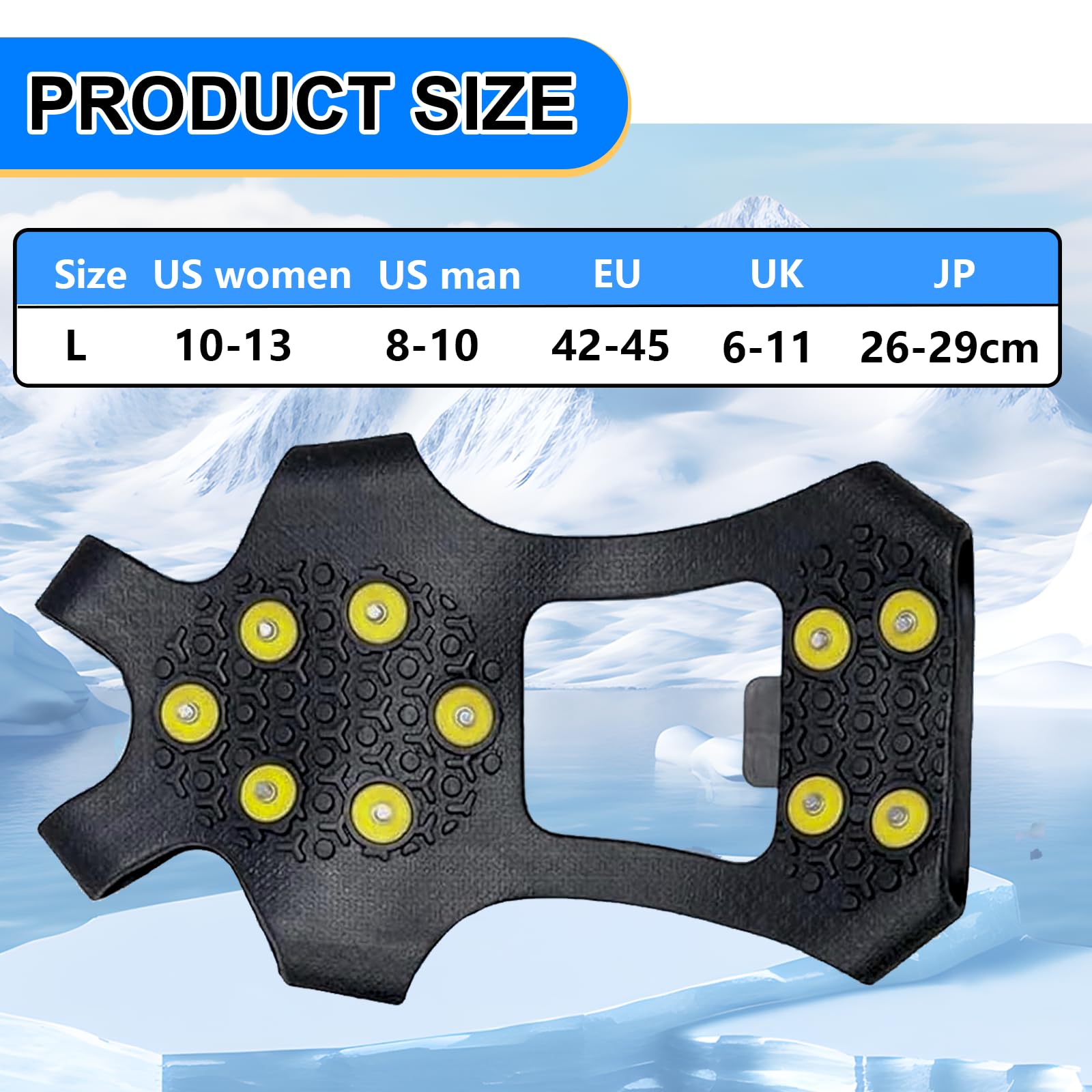 Crampons Antidérapants Glace Neige - 10 Pointes Acier - Tailles S-XL Pour Chaussures Et Bottes