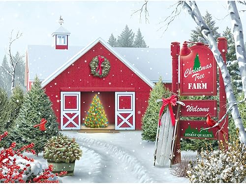Bits and Pieces Rompecabezas de 300 piezas para adultos - Granja de árbol de Navidad - Rompecabezas de vacaciones de nieve de invierno por el