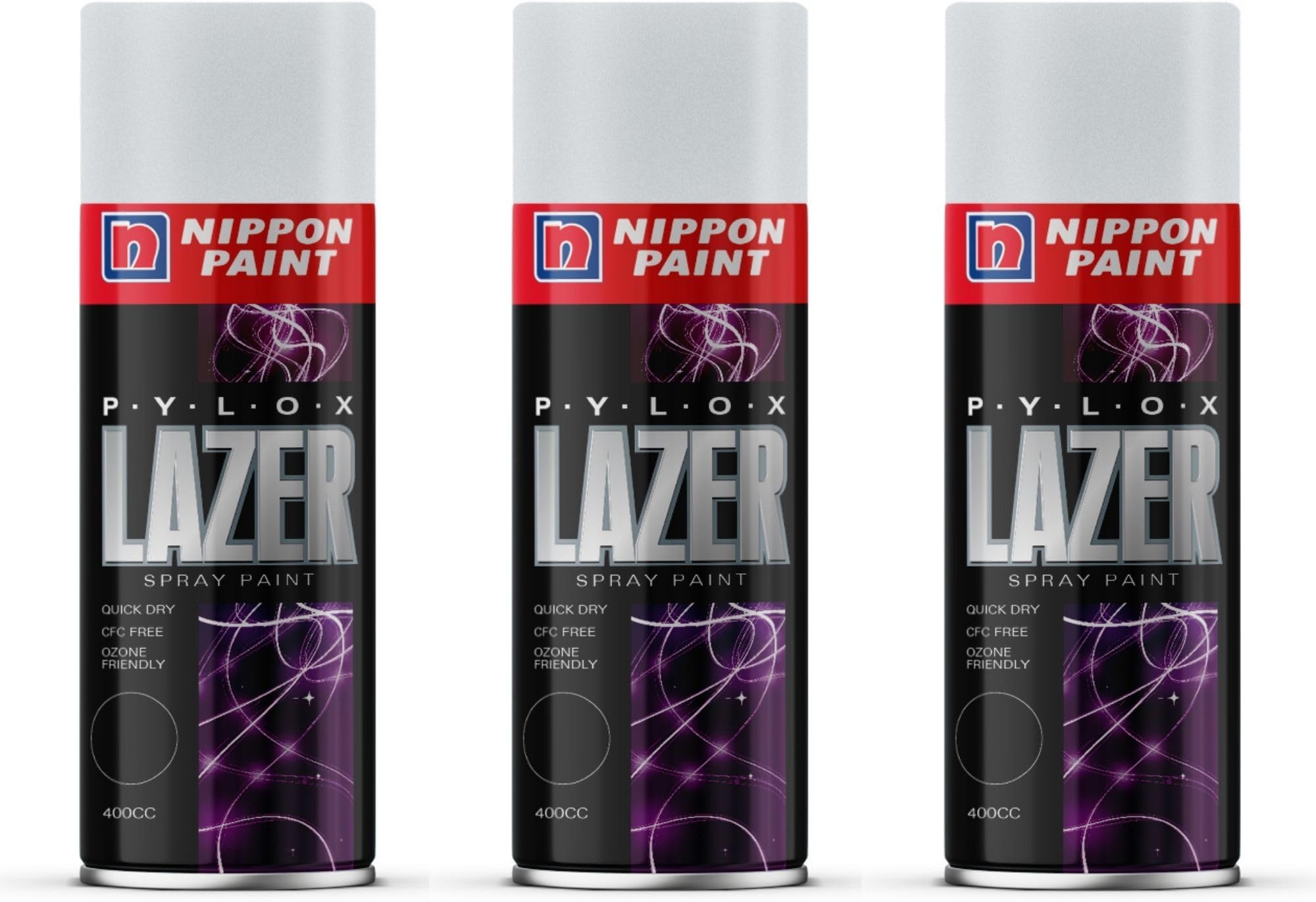 - Nippon Paint Pylox Spray Paint (400ML, Silver)-Quick Drying & Low Odor Aerosol Paint for Wood, Metal, Plastic, Glass-Multipurpose DIY Paint for Art n Craft, Furniture, Home Décor (Pack of 3)