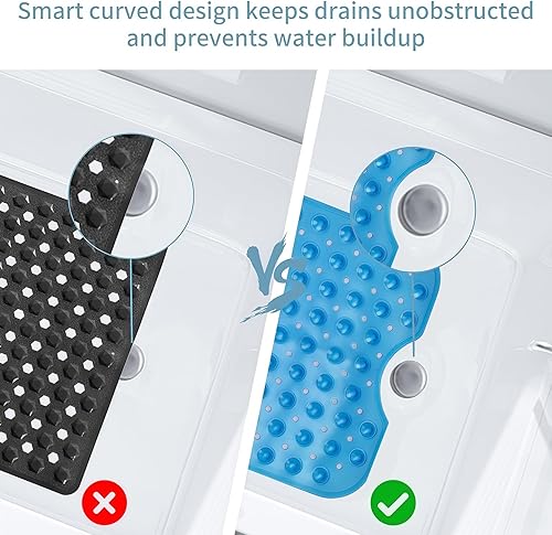 Miniatura 5 de Tapete de ducha para bañera, antideslizante, lavable a máquina, con ventosas y agujeros de drenaje para una fácil limpieza, 39.56 x 15.75 pulgadas