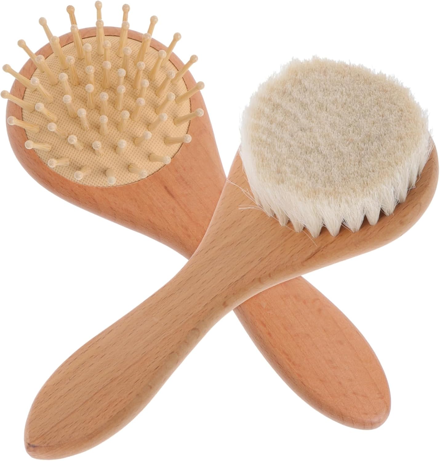 2pcs Infant Soft Wool Brush Dual Sided Hair Scalp Bathing Tool