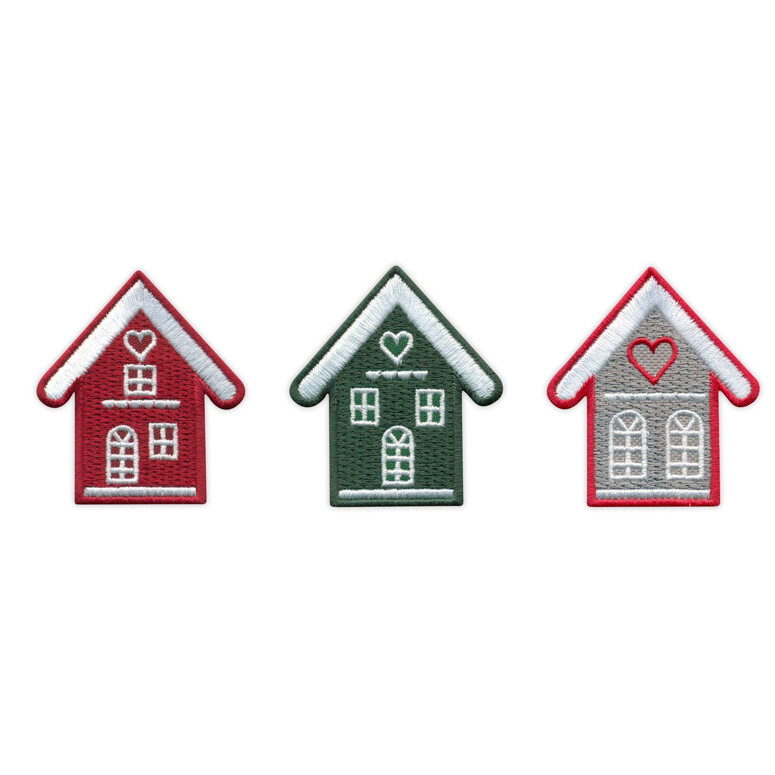 Patchion Set of 3 Colorful Houses - Sew-on - Embroidered Patch/Badge/Emblem