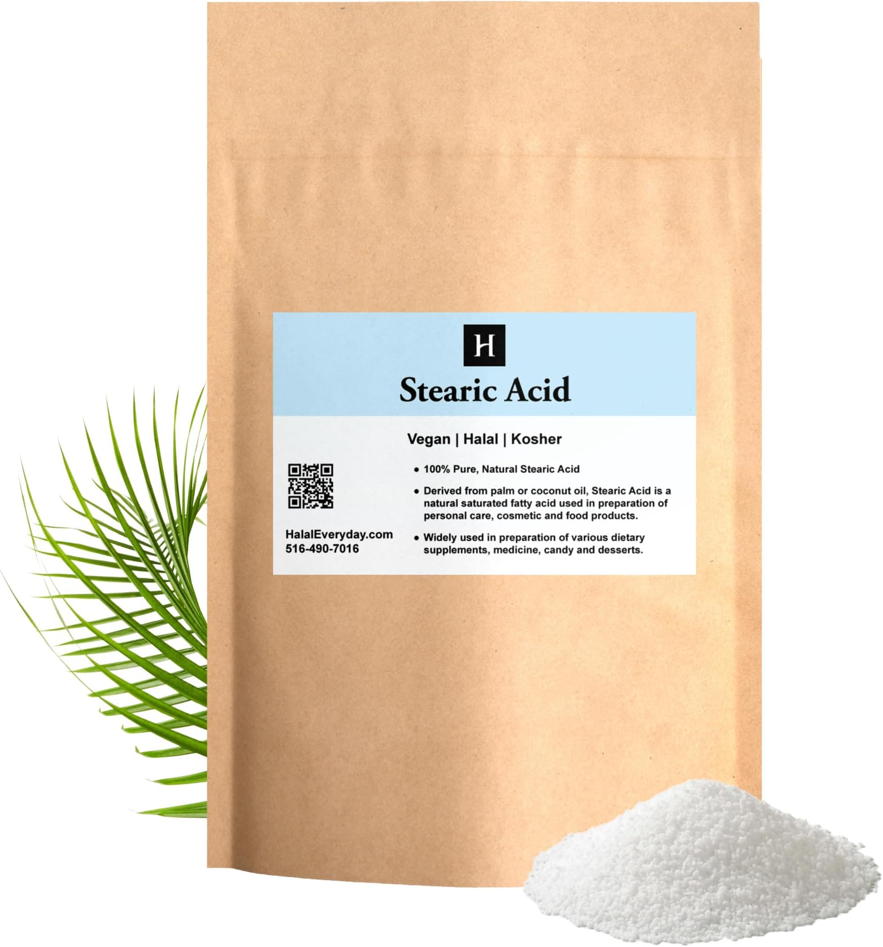 SaaQin 3 Lbs Stearic Acid White Flakes Food Grade NF/USP