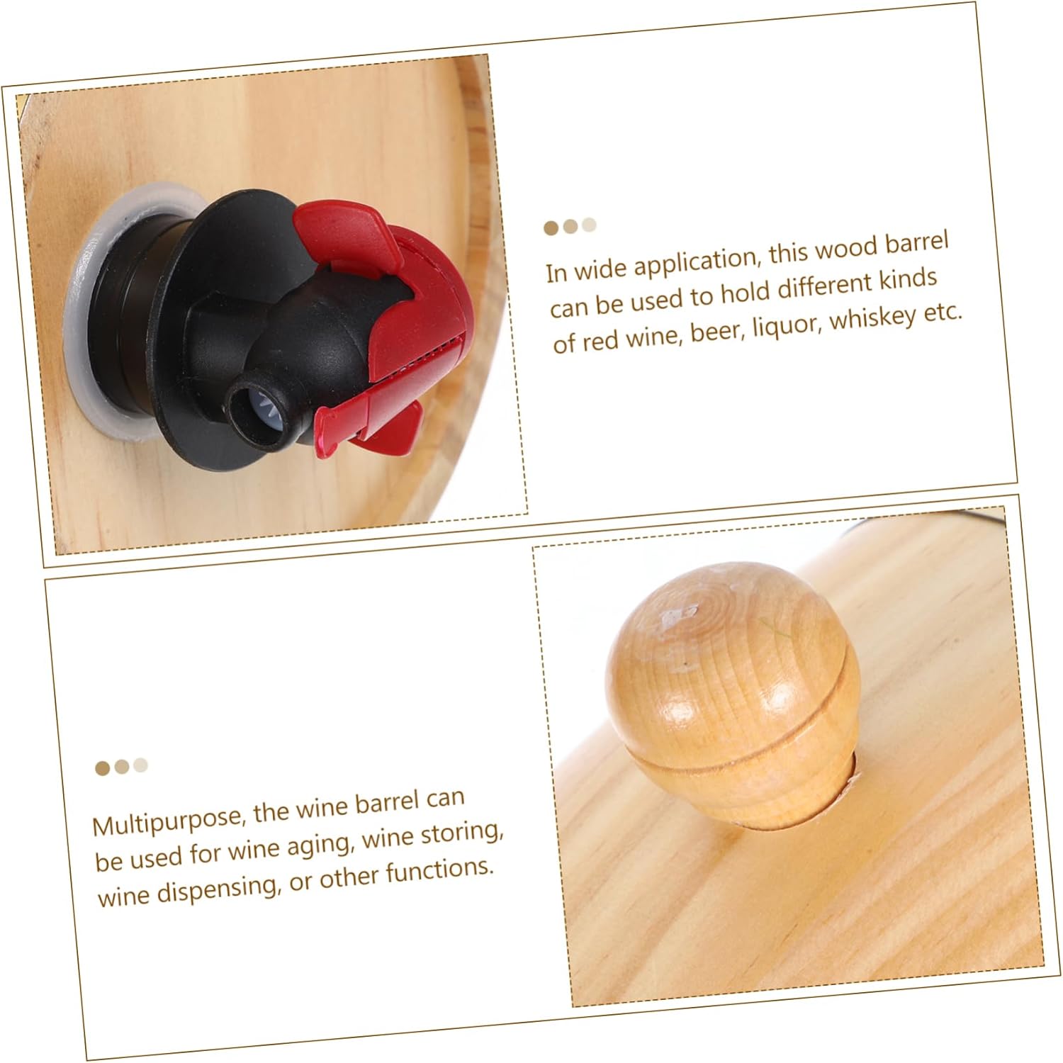 Retro Wine Bottle Dispenser Wood Wine Barrel Drink Barrel Home Party Bar Restaurant