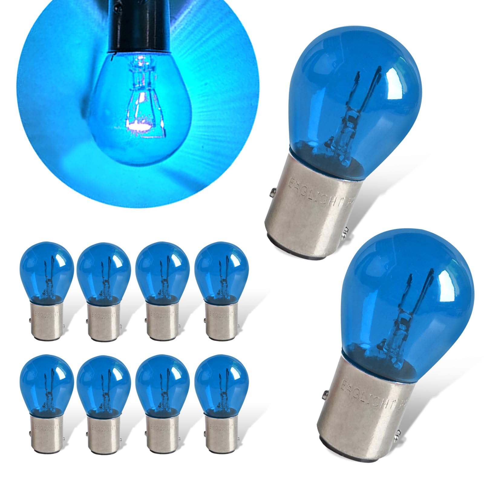 Sinytuto 10 PCS 1157 Car Halogen Light Bulb, Vehicle Brake Light Bulb, P21/5W S25 BAY15D Double Tail Design, Universal Automotive Tail Light Accessories for Truck SUV Car (Blue)