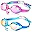 Keary 2 Pack Kids Swim Goggles Swimming Goggles for Toddler Children Girls Boys Youth, Anti-Fog Waterproof Anti-UV Clear Vision Mirror Flat Lens Water Pool Goggles with 3 Nose Pieces, Kids Goggles