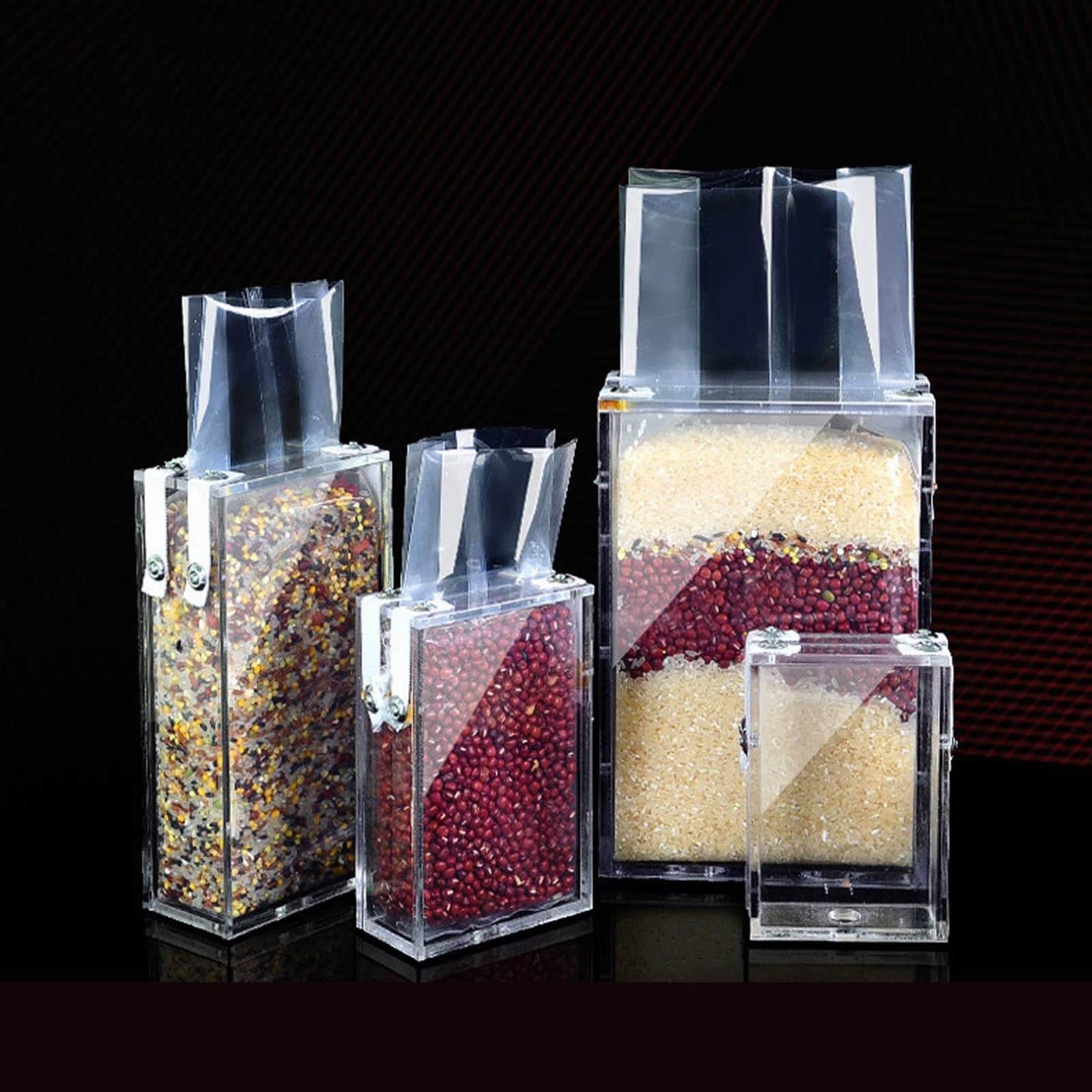 Molde de plástico para envasado al vacío para bolsa de arroz para productos de granos, caja de bolsas de ladrillos sólidos, molde de plástico para embalaje de arroz fijo (24 + 8 x 48 cm)