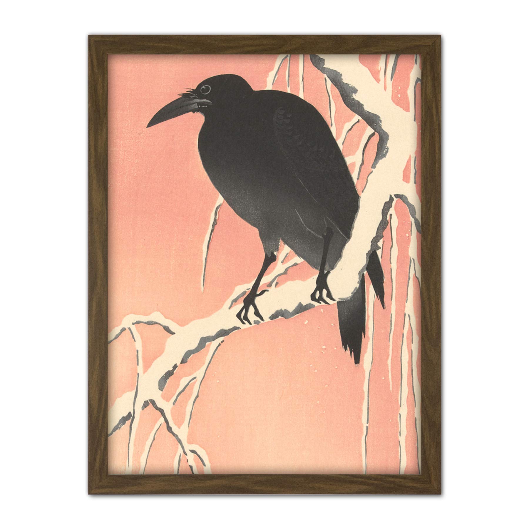 Artery8 Ohara Koson Crow On Snowy Branch Japanese Painting Artwork Framed Wall Art Print 18X24 Inch