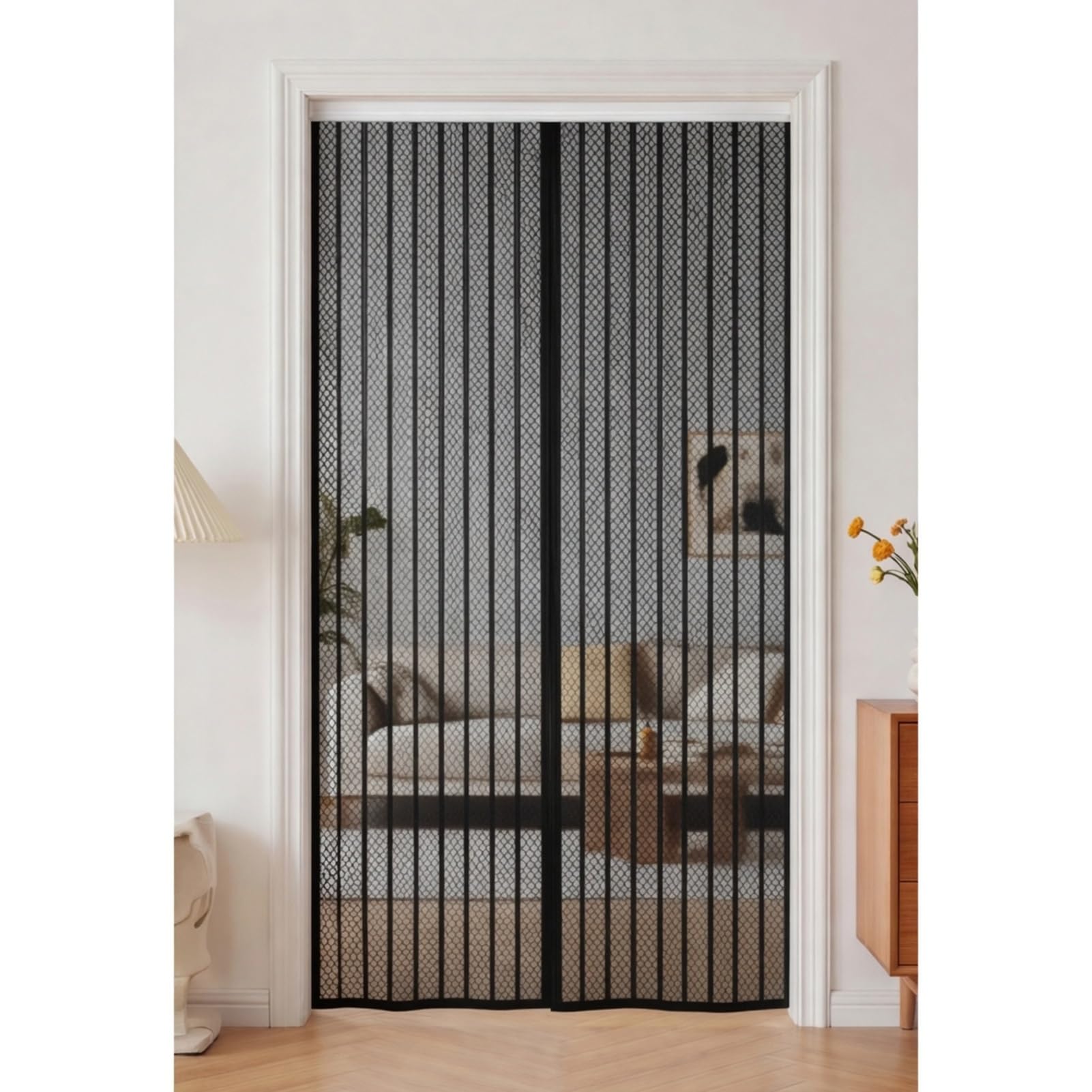 Goutui Black Screen Doors With Magnets 193 X 286 Cm Frame Hook & Loop Hundreds Of Sizes Fly Nets For Doors With Powerful Magnets Keeps Bugs Out Easy To Install Without Drilling,