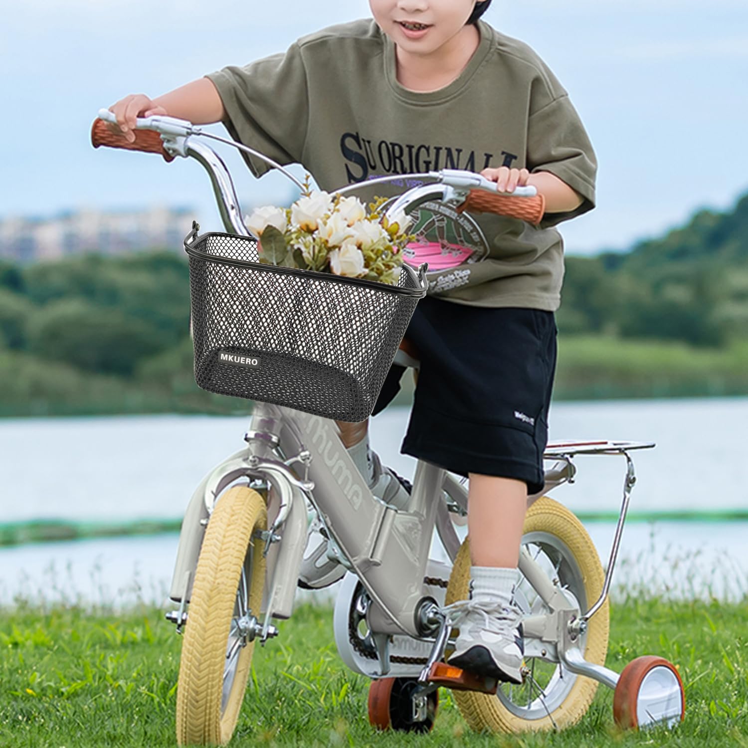 Panier de vélo pour enfants – Panier de vélo avant pour enfants, en métal, accessoire décoratif mignon pour vélos et scooters pour enfants