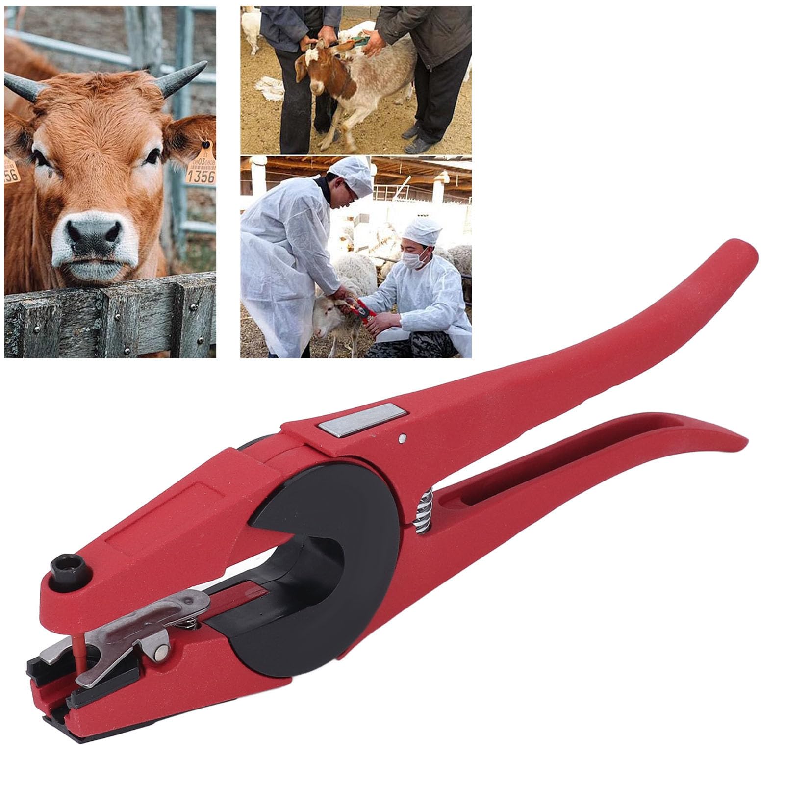 MRKU Pinza per Marchi Auricolari, Strumento di etichettatura per Bestiame Senza Fili per bovini, Ovini, suini, applicatore Resistente con meccanismo a Molla per Animali, capre per Agricoltori