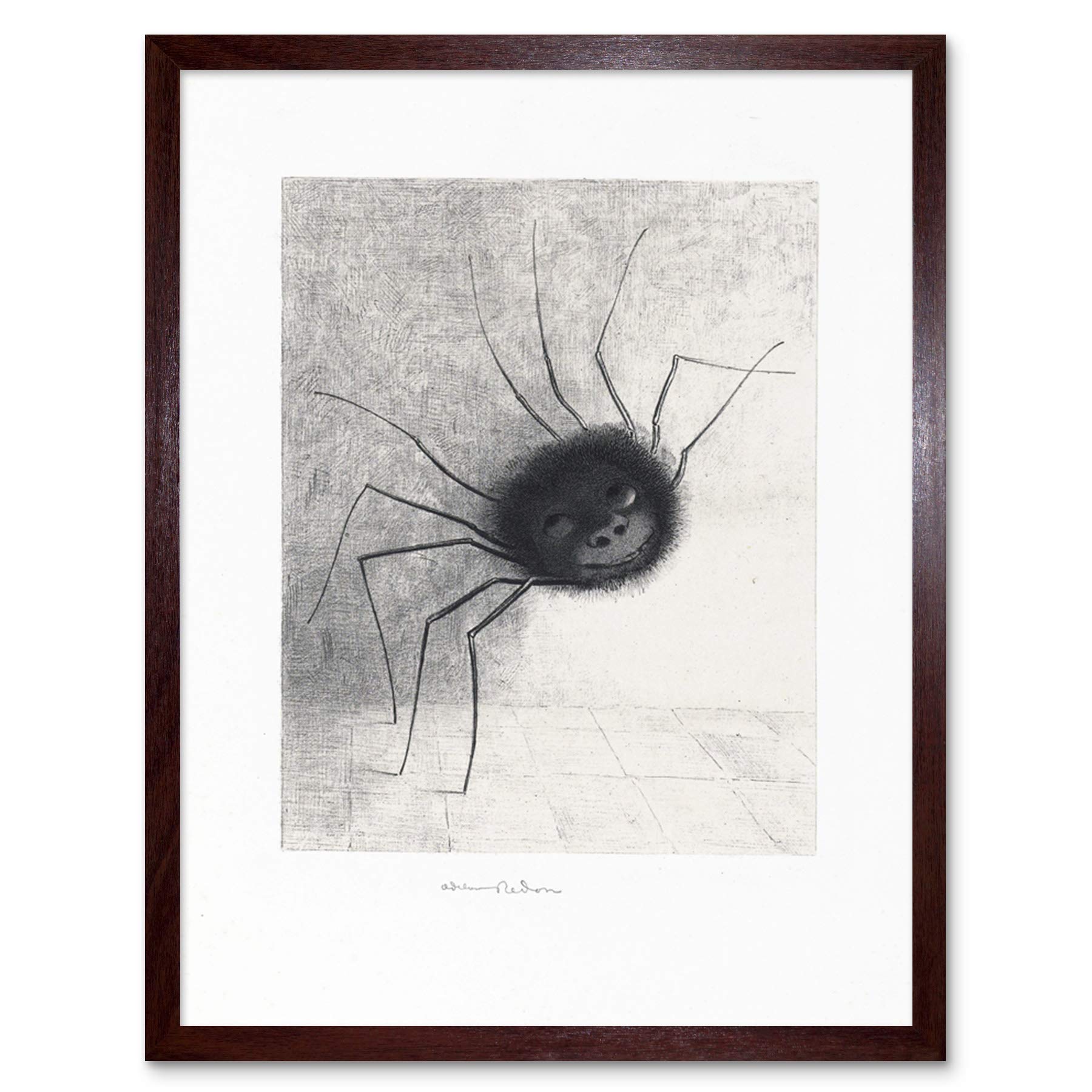 Artery8 Odilon Redon The Spider Face Features Drawing Art Print Framed Poster Wall Decor 12x16 inch