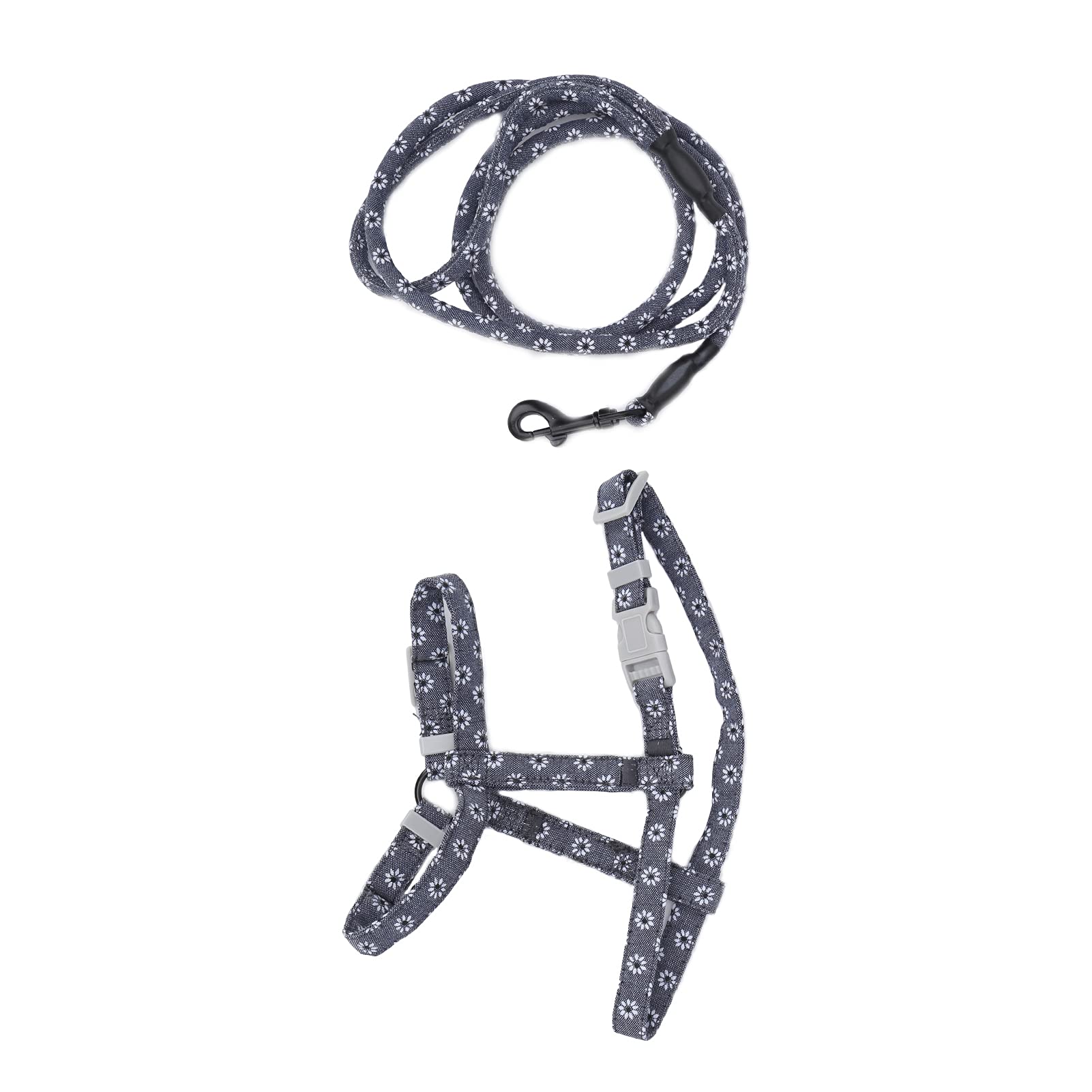 Cat Harness with, JapaneseStyle Adjustable Leash Set Chest Soft Harnesses Back Traction Walking Rope for Kitten and Small Animal (S)