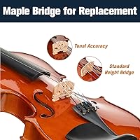 Vista 14 de Violín Mendini de madera sólida, libro de lecciones, cuerdas extra, sintonizador violín, arco y estuche Satén Antiguo