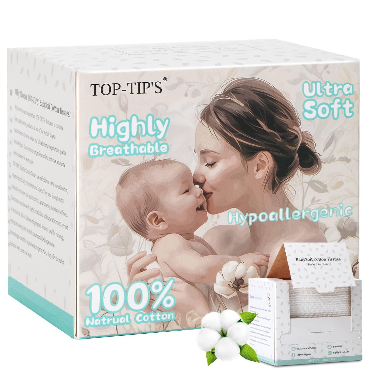 100% Pure Cotton Disposable Face Towel, Soft & Skin Friendly Face Towelettes Disposable for Sensitive Skin, Lint- free Makeup Remover Dry Wipes, Thick