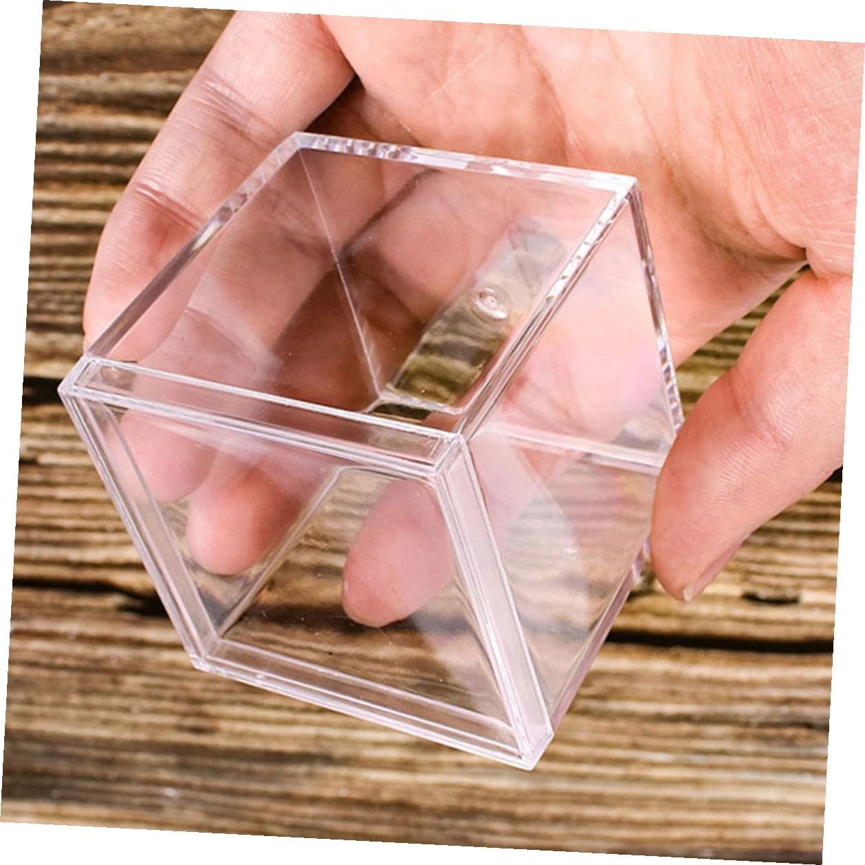 YARNOW 14pcs Mini Square Acrylic Candy Boxes with Lid 210ml Bead Storage Containers for Party Favors and Jewelry Organization