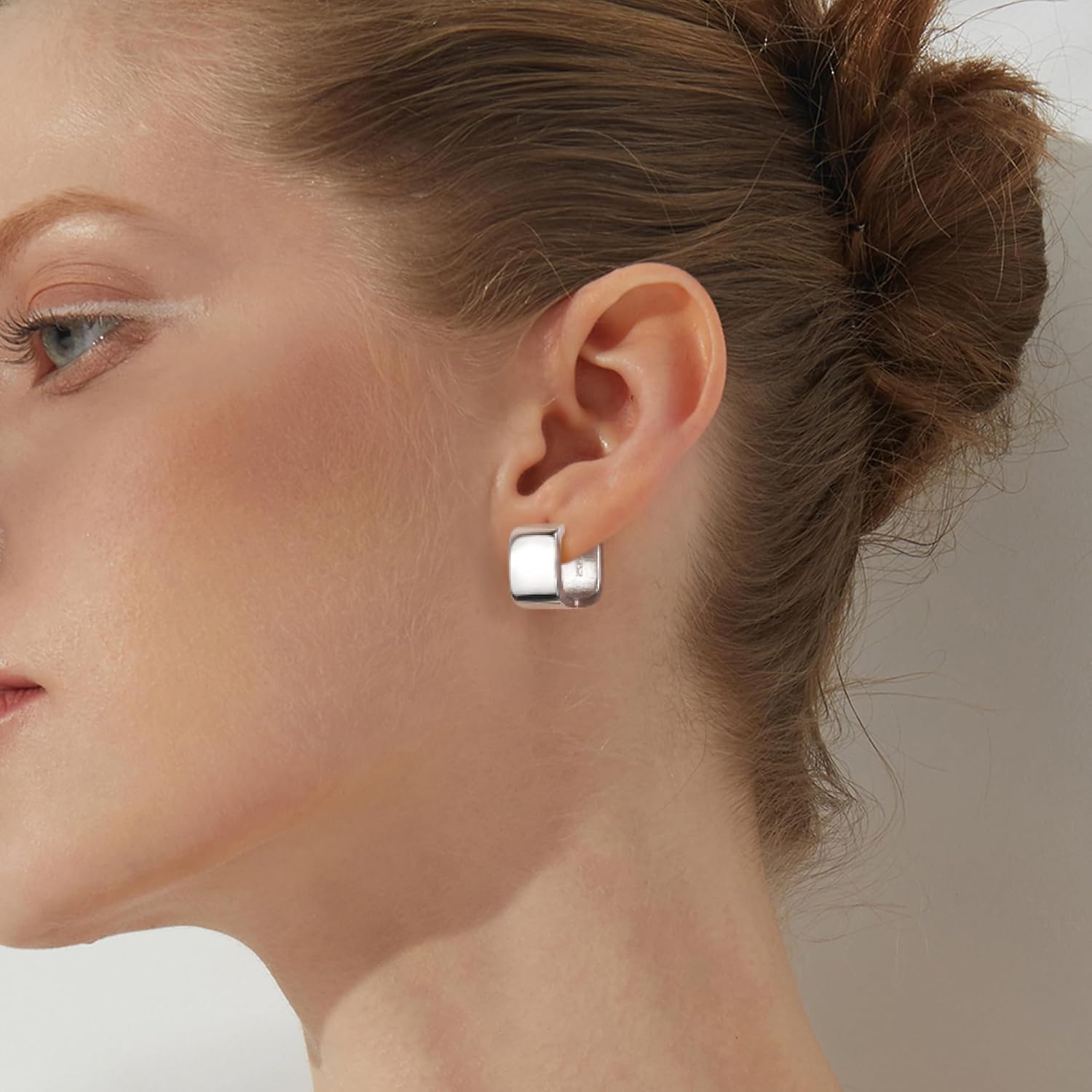 925 Sterling Silver Chunky Hoop Earrings for Women Hypoallergenic Silver Earrings Chunky Huggie Square Hoop Earrings Minimalist Silver Hoops Earrings for Jewelry Gifts - Image 6