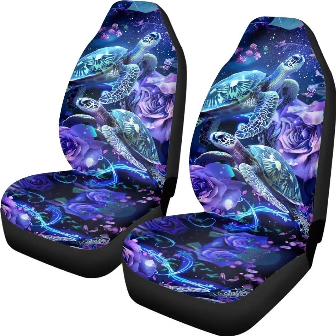 DISNIMO Hawaiian Sea Turtle Car Front Seat Covers Soft Comfort Seat Protector Cushions Pad for Most Vehicle Interior Seat Accessories Set of 2Packs