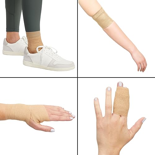 Miniatura 2 de Juvale 24 rollos de vendaje autoadhesivo de 2 pulgadas x 5 yardas, cinta transpirable para veterinaria, elástico cohesivo para muñeca, hinchazón,