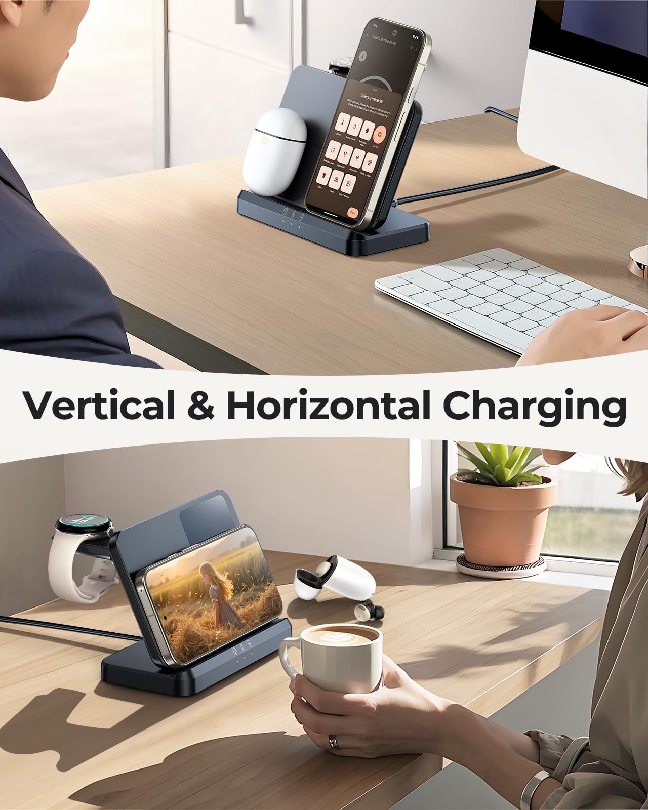 LK Wireless Charger for Google Pixel Watch, 3 in 1 Fast Charging Station Compatible with Pixel 10/10 Pro/10 Pro XL/9 Pro/9/Fold/8, Pixel Buds Pro 2, Watch 3/2 (Not for 4/1)