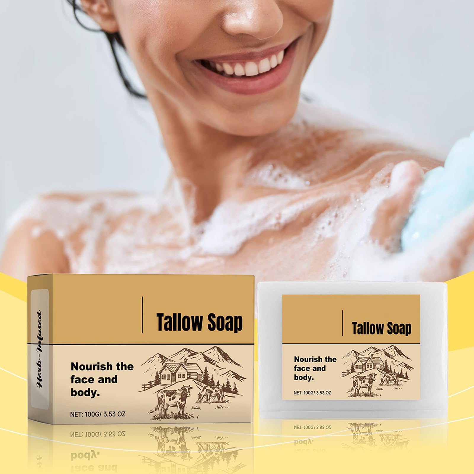 Beef Tallow Soap Bar for Skin, Handmade, Moisturizing, and Deep Cleansing Soap for Dry Skin. Nourishes Skin, Evens Tone - Image 4