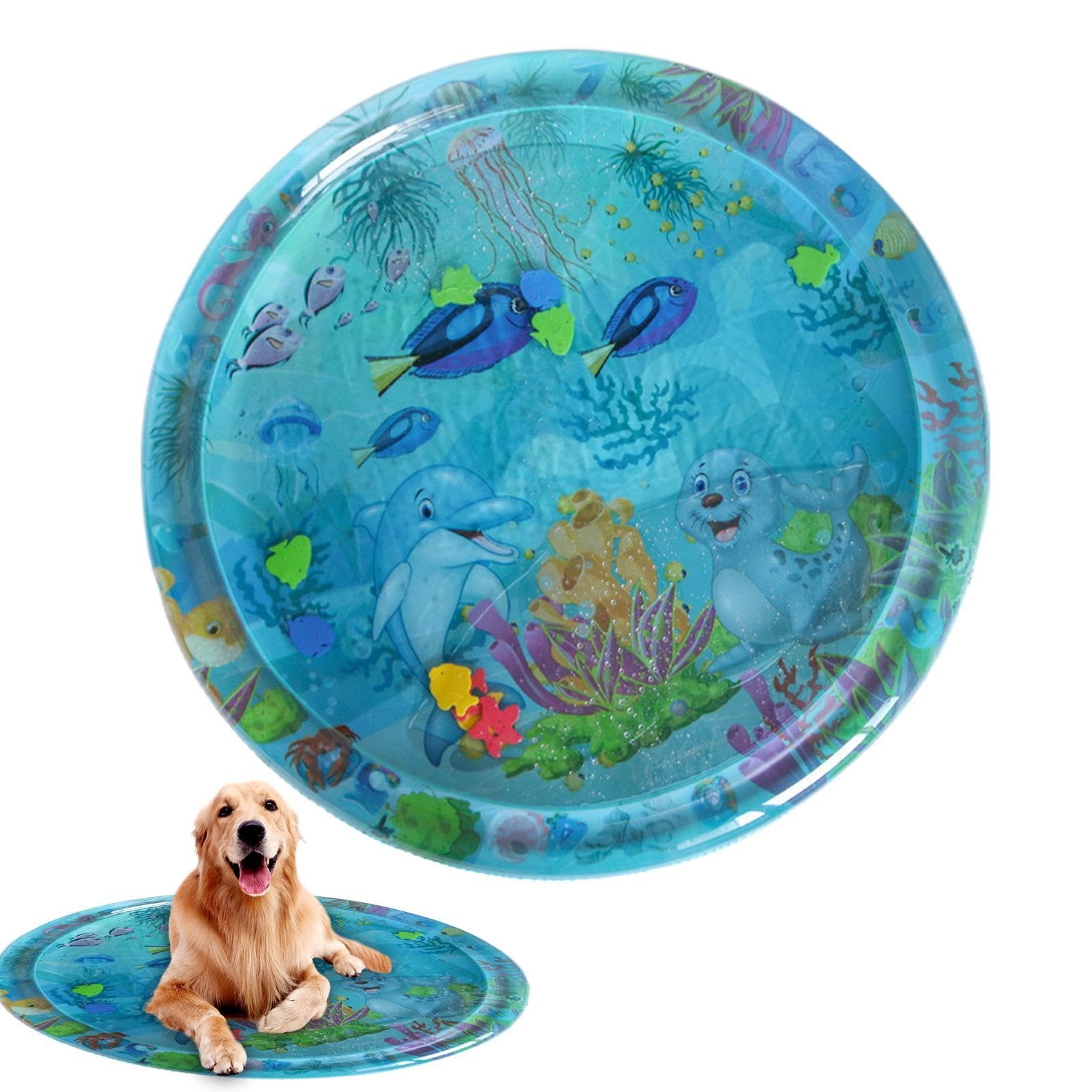 Tapete de juego de agua con sensor para mascotas, tapete de juego de agua sensorial para gatos - Alfombra de juegos de agua sensorial de dibujos animados - Juguetes interactivos lindos y ligeros, este