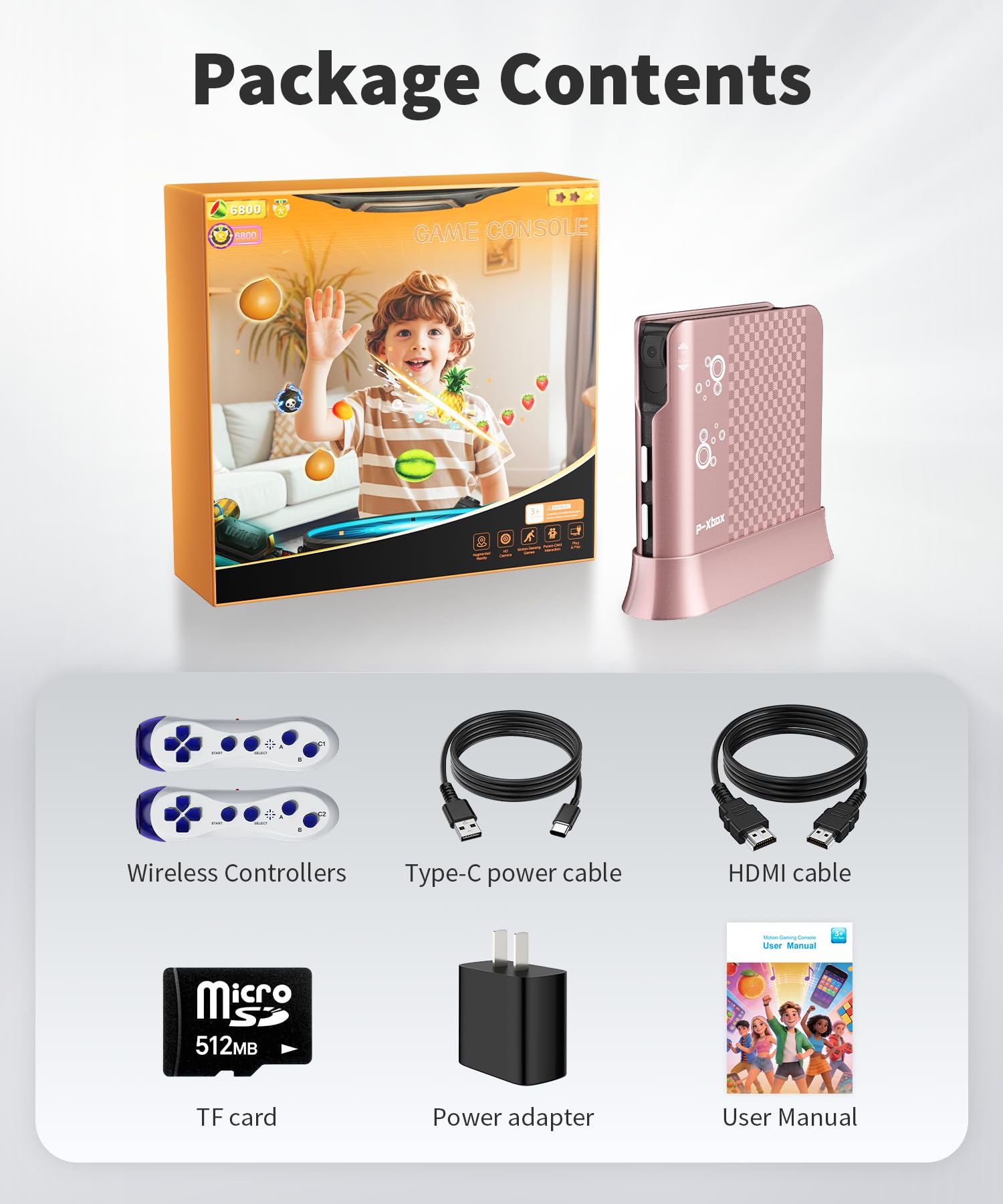 Console di Gioco con Controllo del Movimento per Bambini, Sistema Videogiochi Plug & Play per TV, Giochi Attivi Indoor e Divertimento per Famiglia, Ideale per Serate di Gioco e Feste