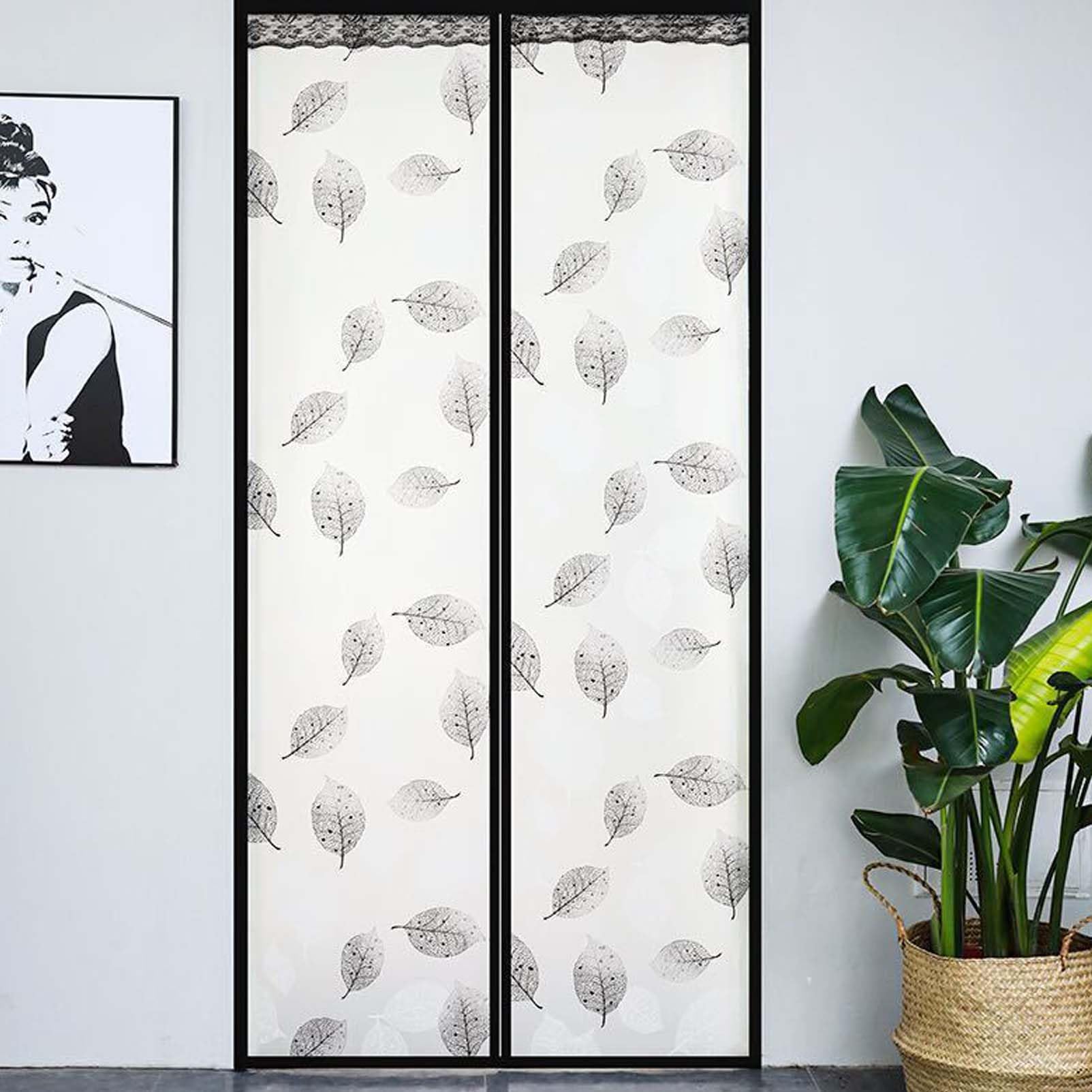 Magnética Cortinas de Privacidad Cortina de Puerta a Prueba de Viento,para Dormitorio Cortina de Partición Invierno Cierre Automático Cortina de Puerta Aislante Térmica (75x195cm)