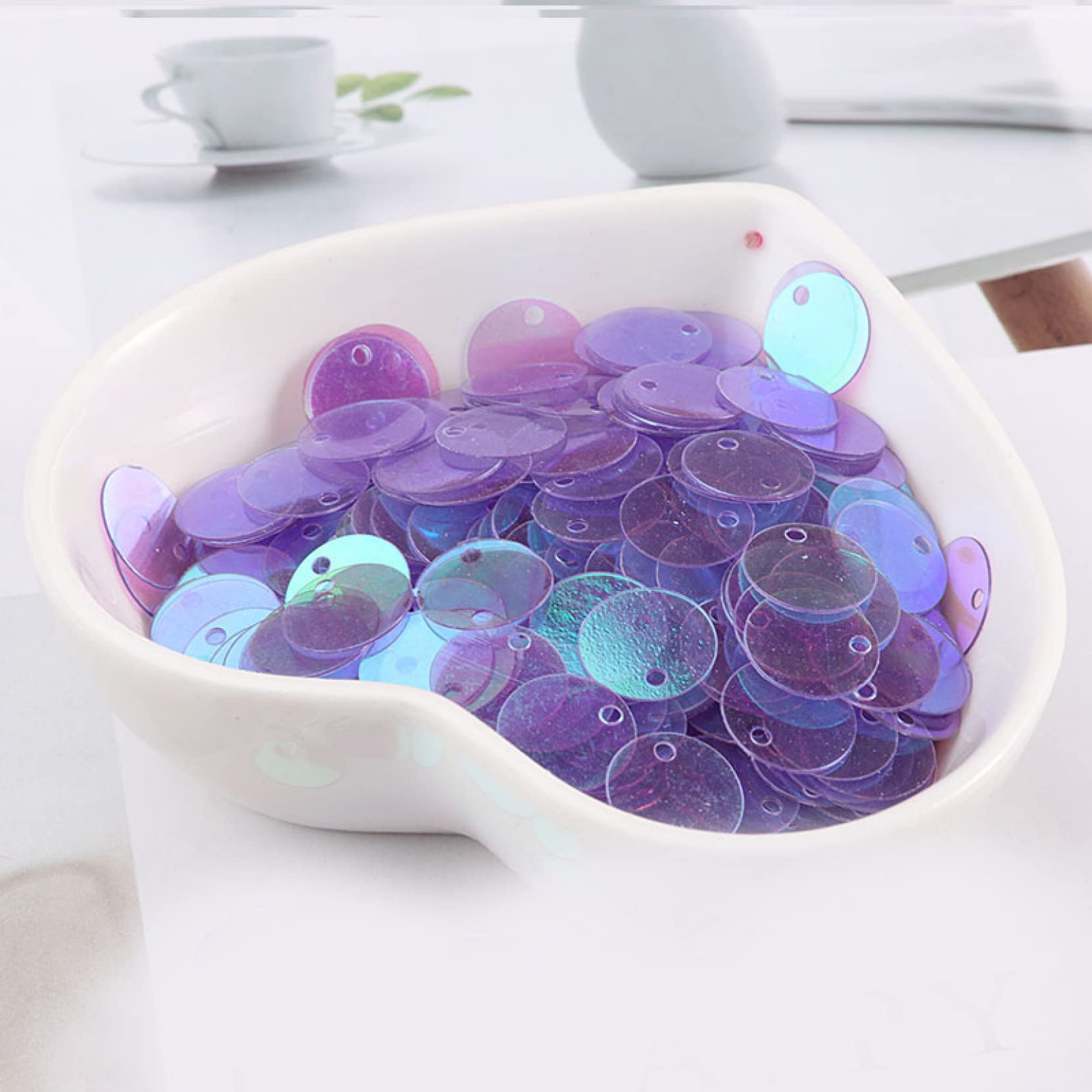 Luźne cekiny, Paillettes500g Cekiny Przezroczyste Kolorowe Okrągłe Szycie Akcesoria Do Sukni Ślubnej Paillettes Dekoracja DIY Materiał do szycia (Kolor: Żółty, Rozmiar: 1 cm 500g)