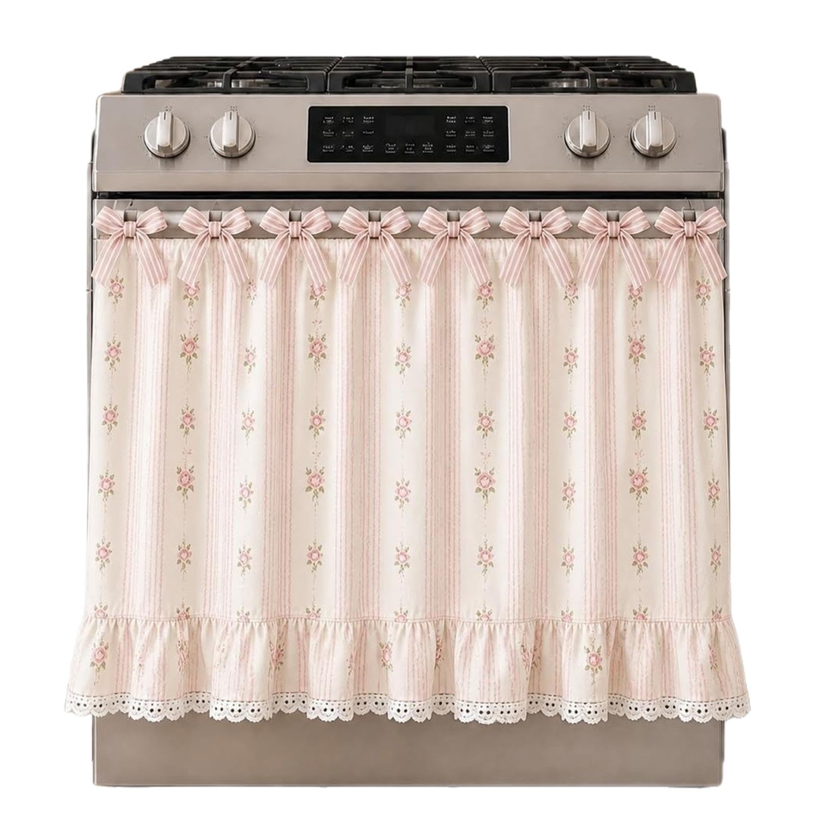 Faldón de estufa con volante de encaje elegante para puerta de horno y lavavajillas